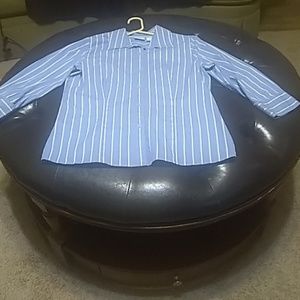 Spring Clearance! "kim Rogers" blue stripe shirt-M